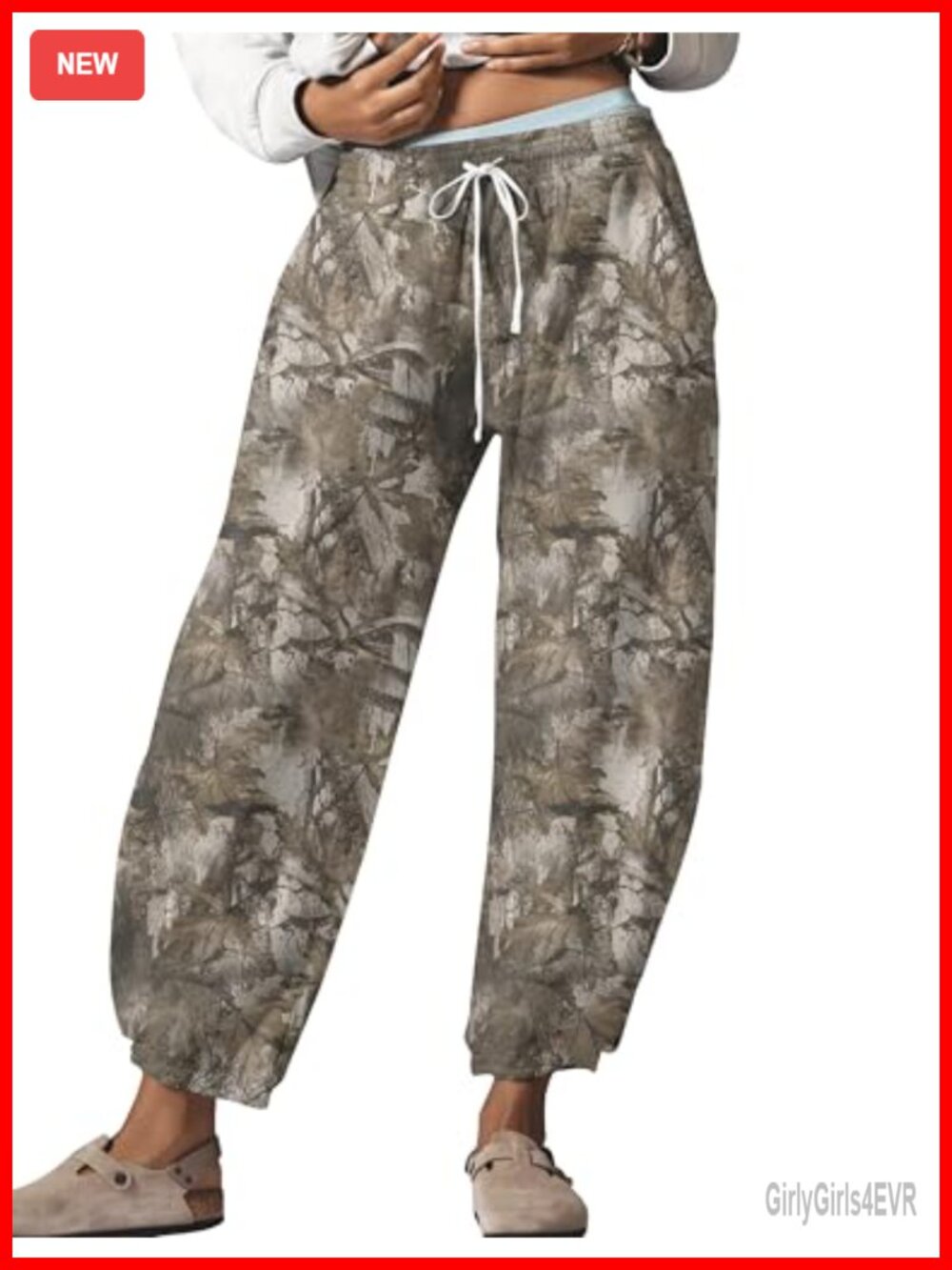 Leopard Print Barrel Sweatpants Drawstring Joggers Baggy Lounge Pants Cotton